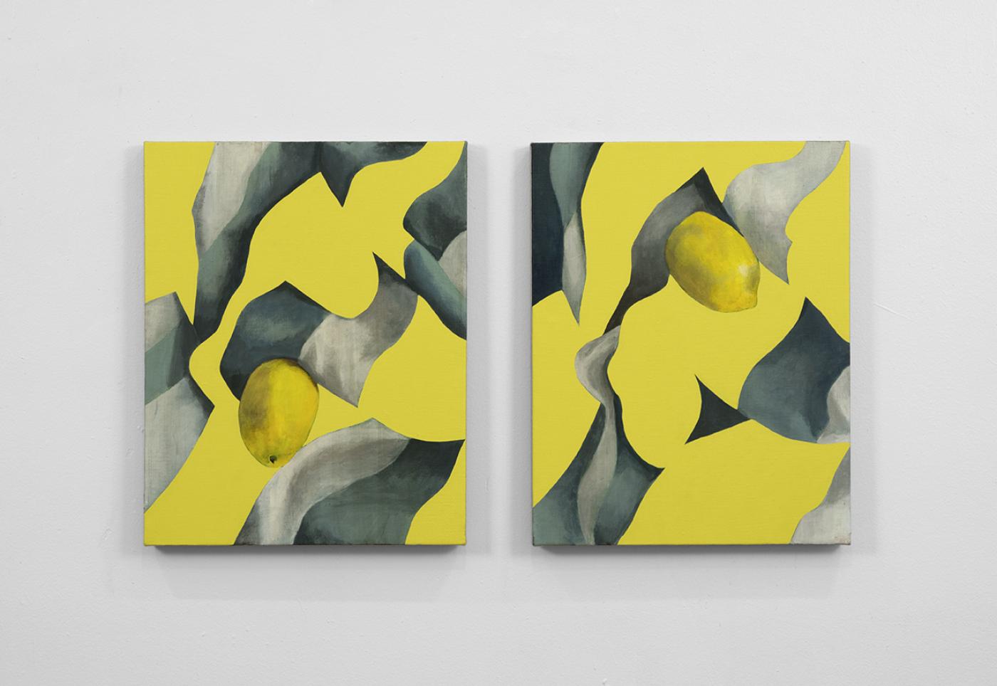 Ryan Mrozowski, "Untitled (Pair)", 2018), acrylique sur lin, 76 x 58,5 cm  chacun.