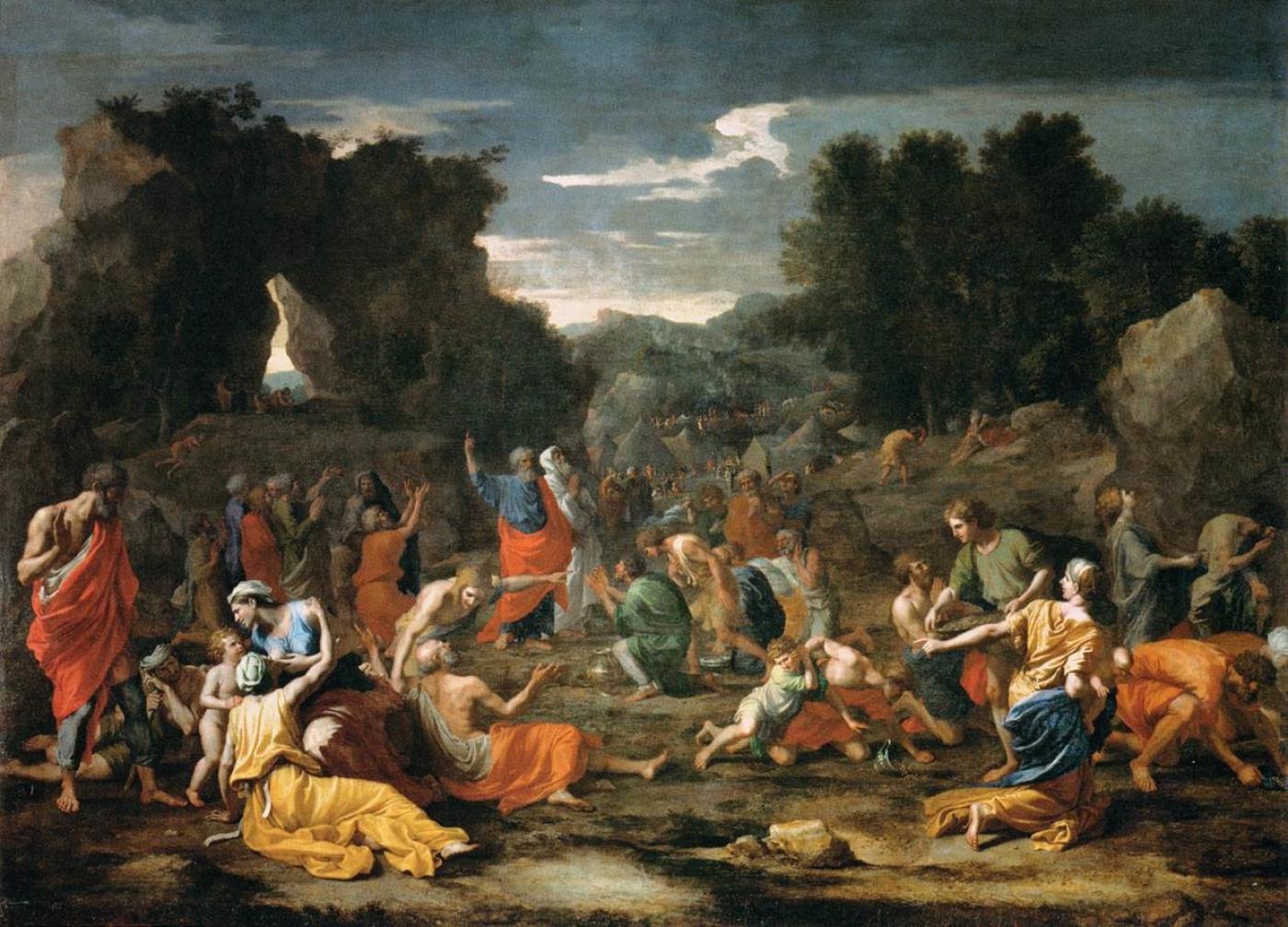 Nicolas Poussin, Les Israélites recueillant la manne dans le désert, 1637-1639, huile sur toile.