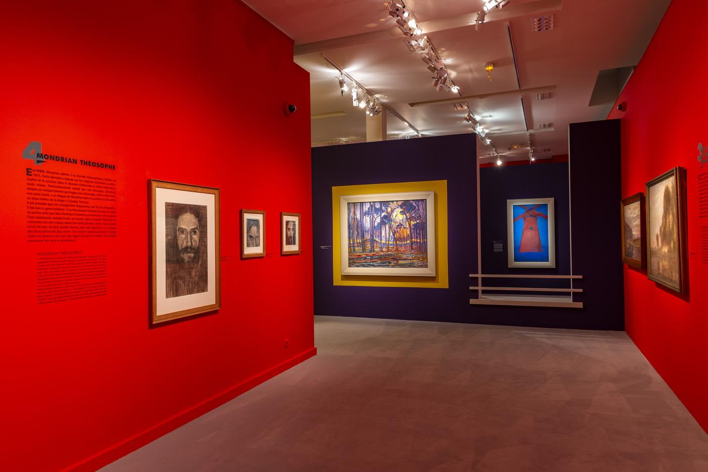 Vue in situ de l'exposition Mondrian Figuratif. Une histoire inconnue au Musée Marmottan Monet, du 12 septembre 2019 au 26 janvier 2020.