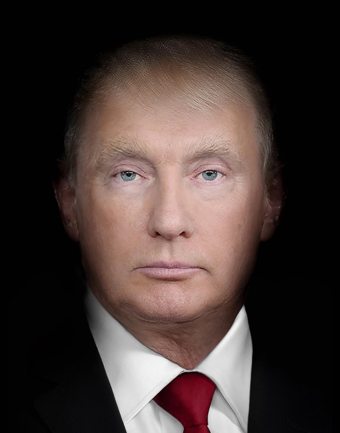 Nancy Burson, "Trump/Putin composite", 2018, impression couleur sur papier photo aquarelle, 55 x 41 cm. Paci (Brescia).