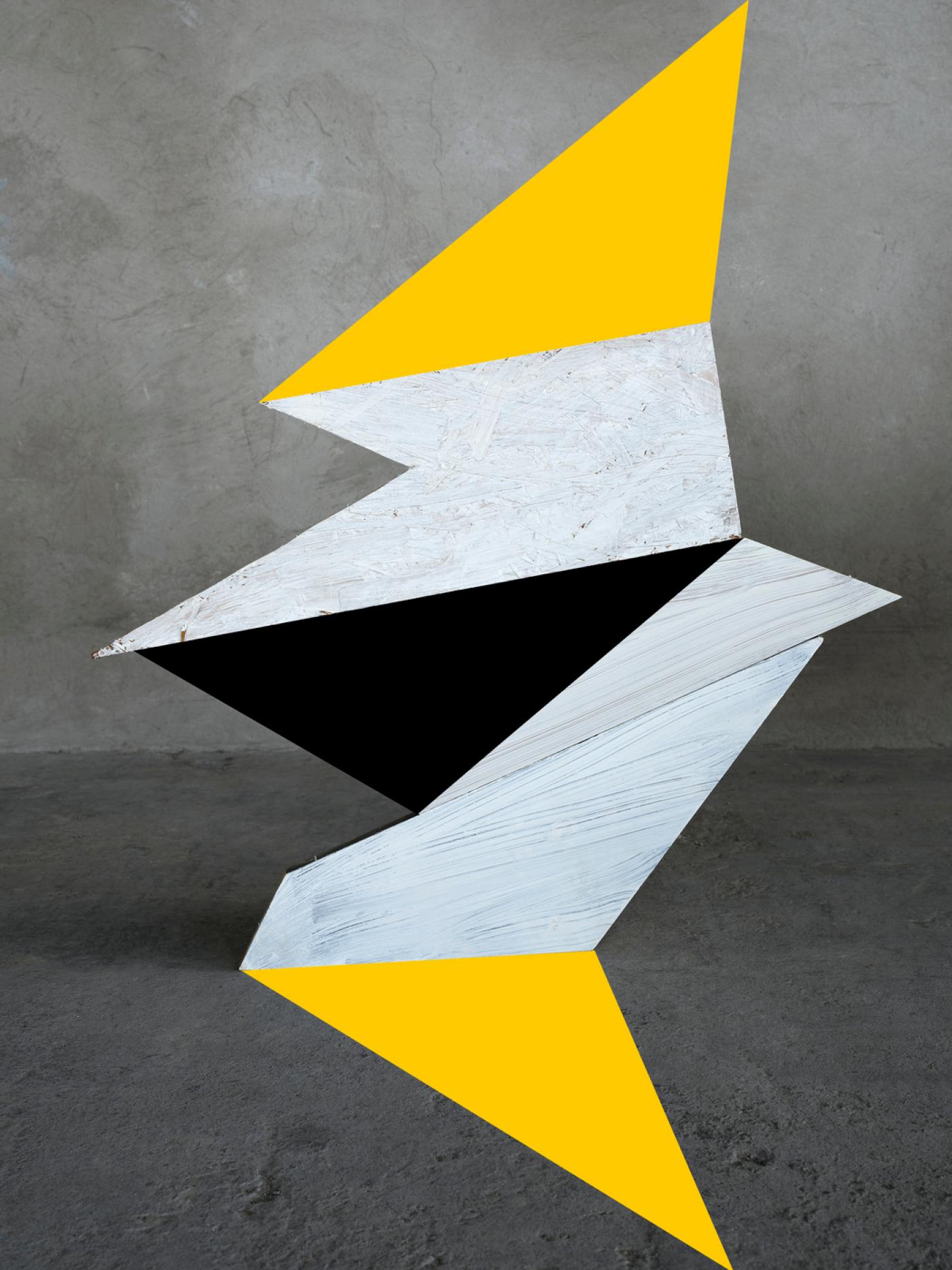 Alejandra Laviada, "Disruption", série "Painted Geometries", 2019, peinture acrylique sur impression photographique pigmentaire, 81 x 61 cm. Pièce unique. Galerie Bendana-Pinel.