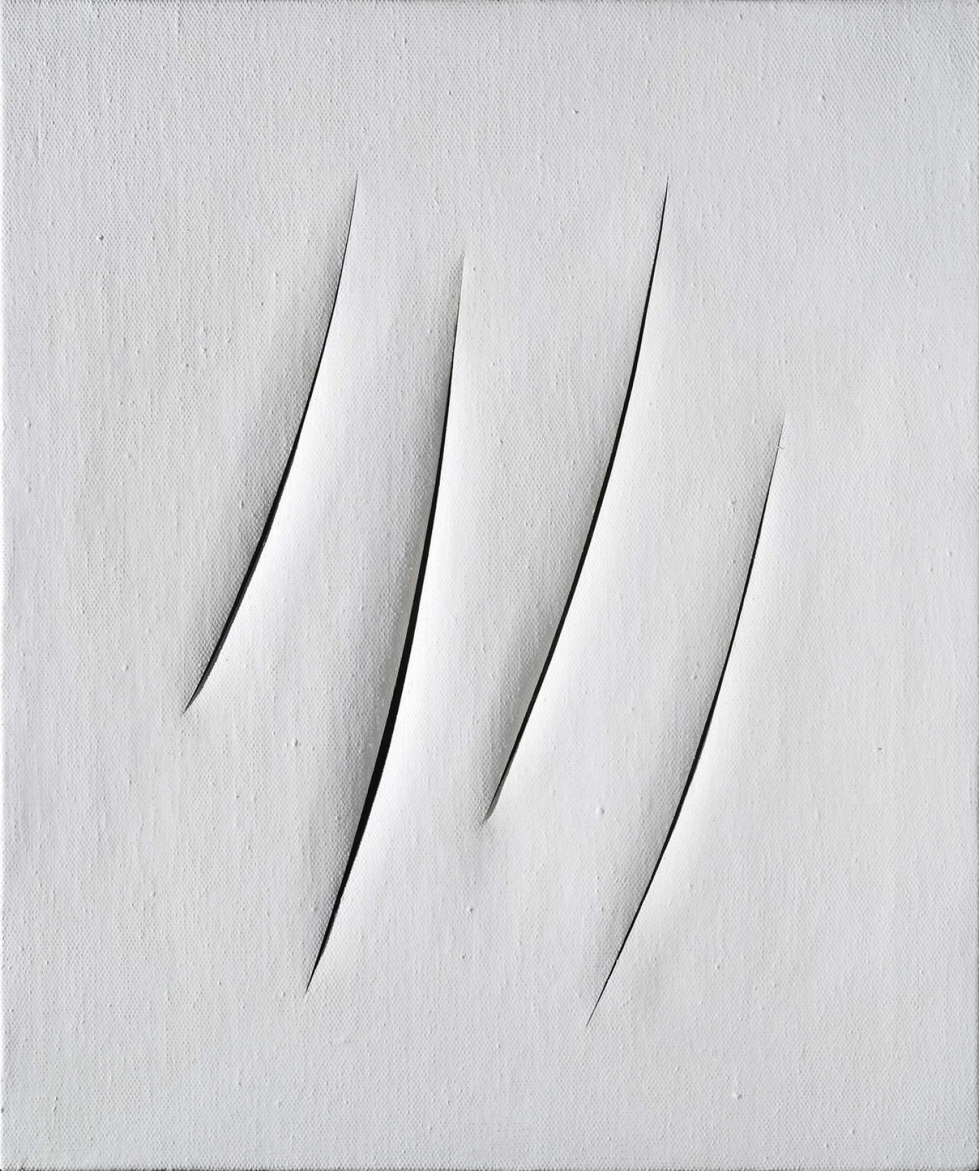 Lucio Fontana, "Concetto Spaziale, Attese", 1963-1964,  waterpaint on canvas, 55 X 46 cm. Rossi Martino.