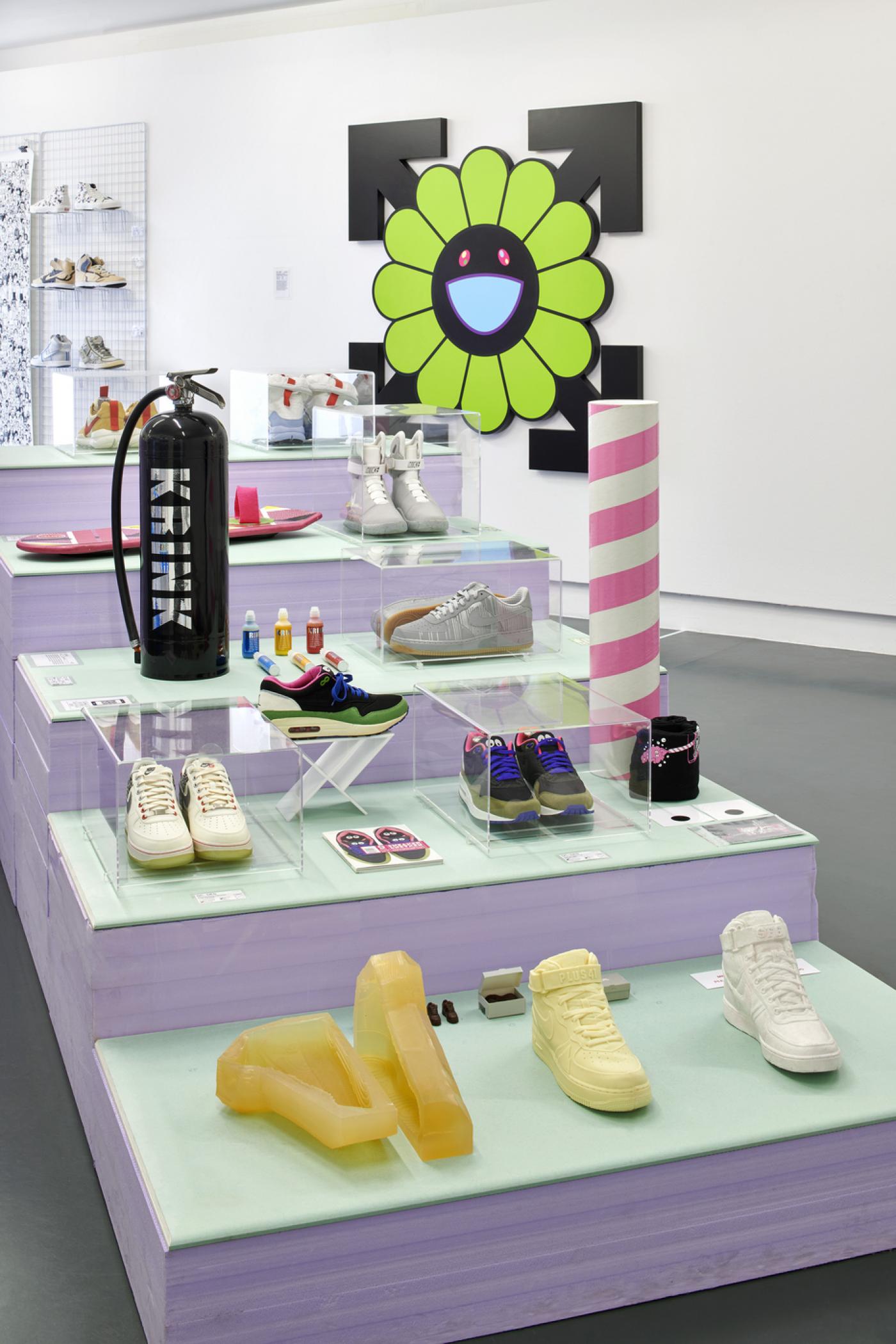 Vue de l'exposition « Sneaker Collab »  jusqu'au 26 janvier 2020 au Mudac Lausanne.