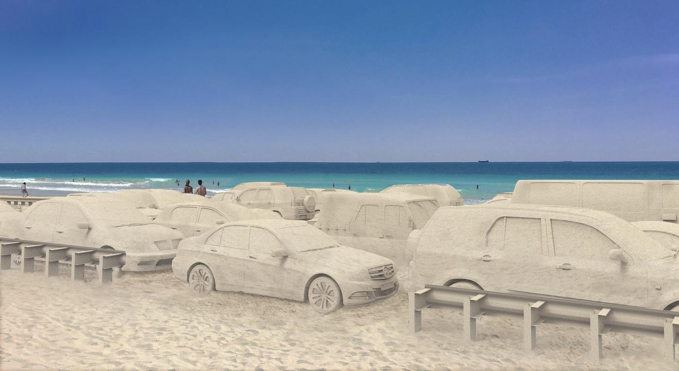 Des bouchons dans le sable