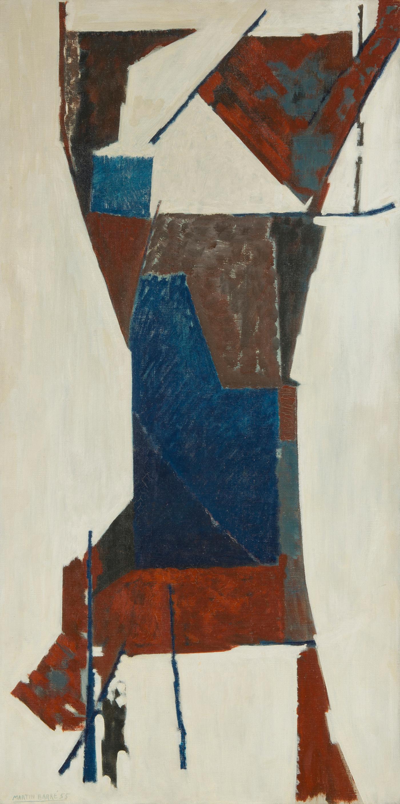 Martin Barré, "Sans titre", 1955, huile sur toile, 80 x 40 cm. Galerie  Applicat-Prazan.