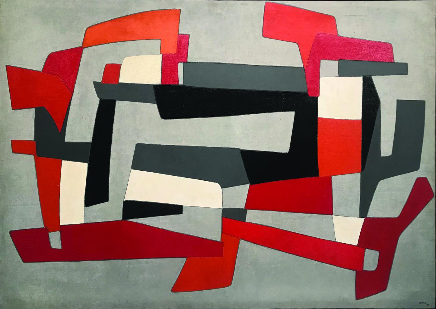 Pol Bury, "Composition", 1952, huile sur toile, 70 x 100 cm. Galerie Antoine Laurentin.