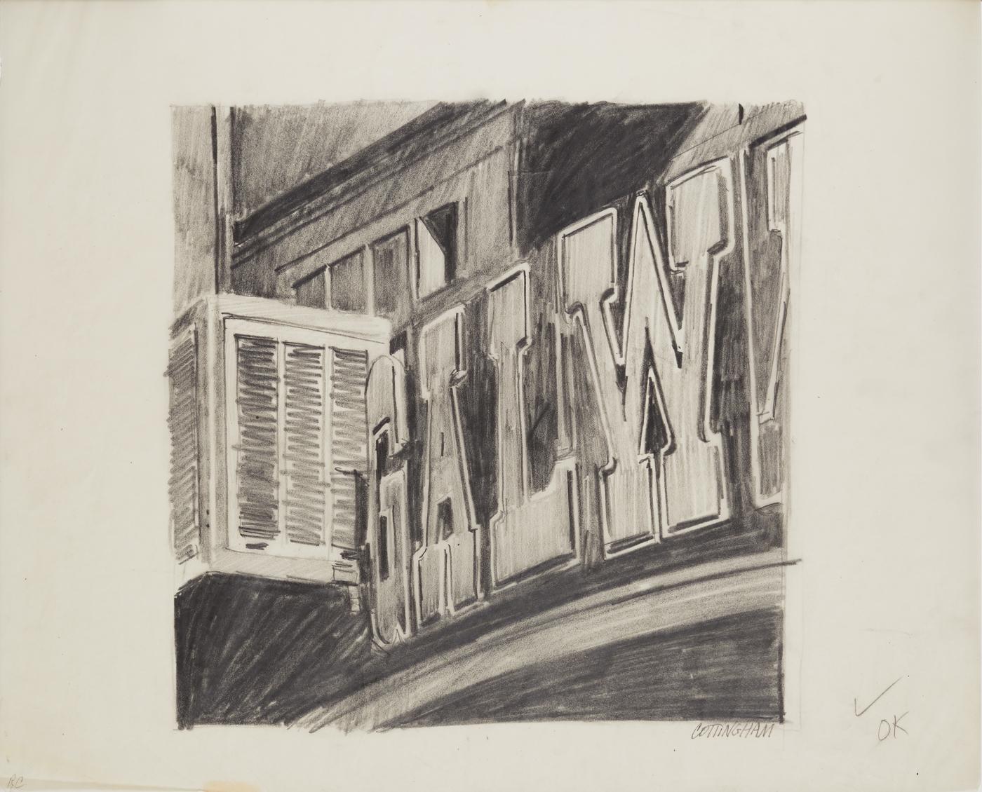 Robert Cottingham, "Galway", 1971, mine de plomb sur papier Vellum Graphite on Vellum,
35 x 43 cm. Galerie Nathalie et Georges-Philippe Vallois.