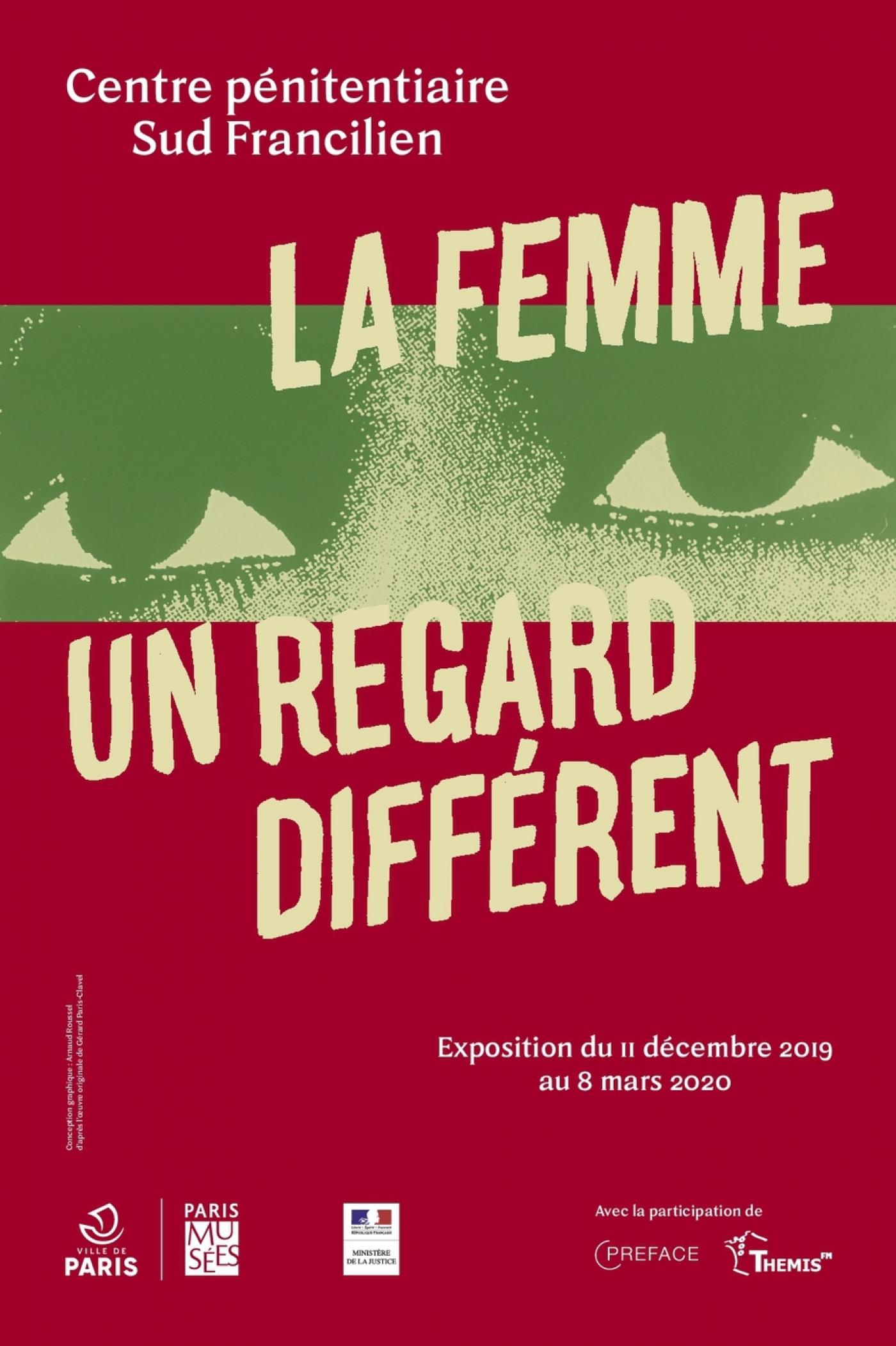 Affiche de l'exposition « La femme, un regard différent » au Centre pénitentiaire du sud-francilien à Réau.