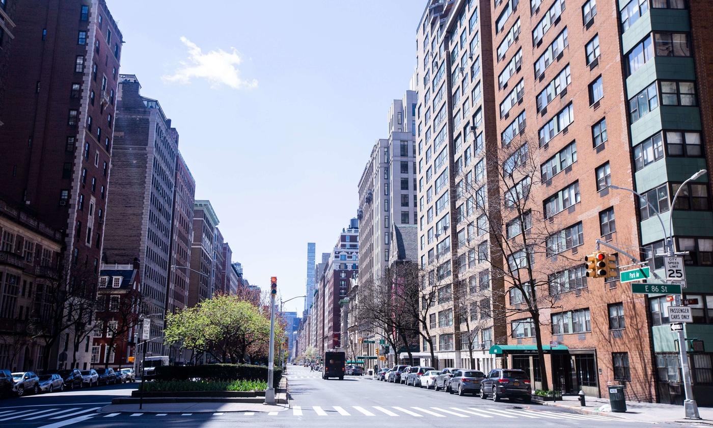 Les rues vides de l'Upper West Side de New York pendant l'épidemie de Covid-19, le 06 avril 2020.