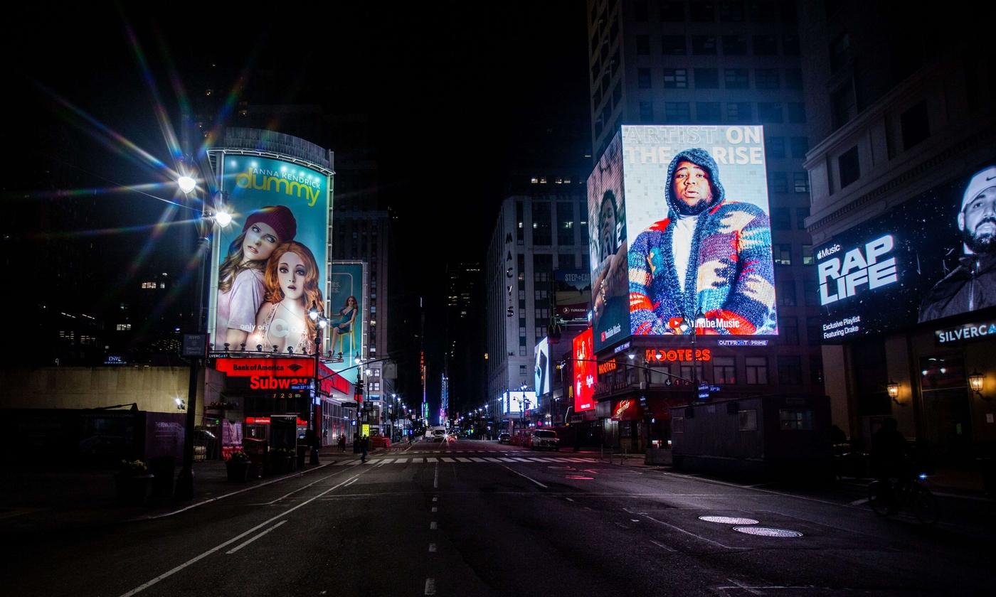 Les rues vides de Manhattan, New York, pendant l'épidemie de Covid-19, le 07 avril 2020.