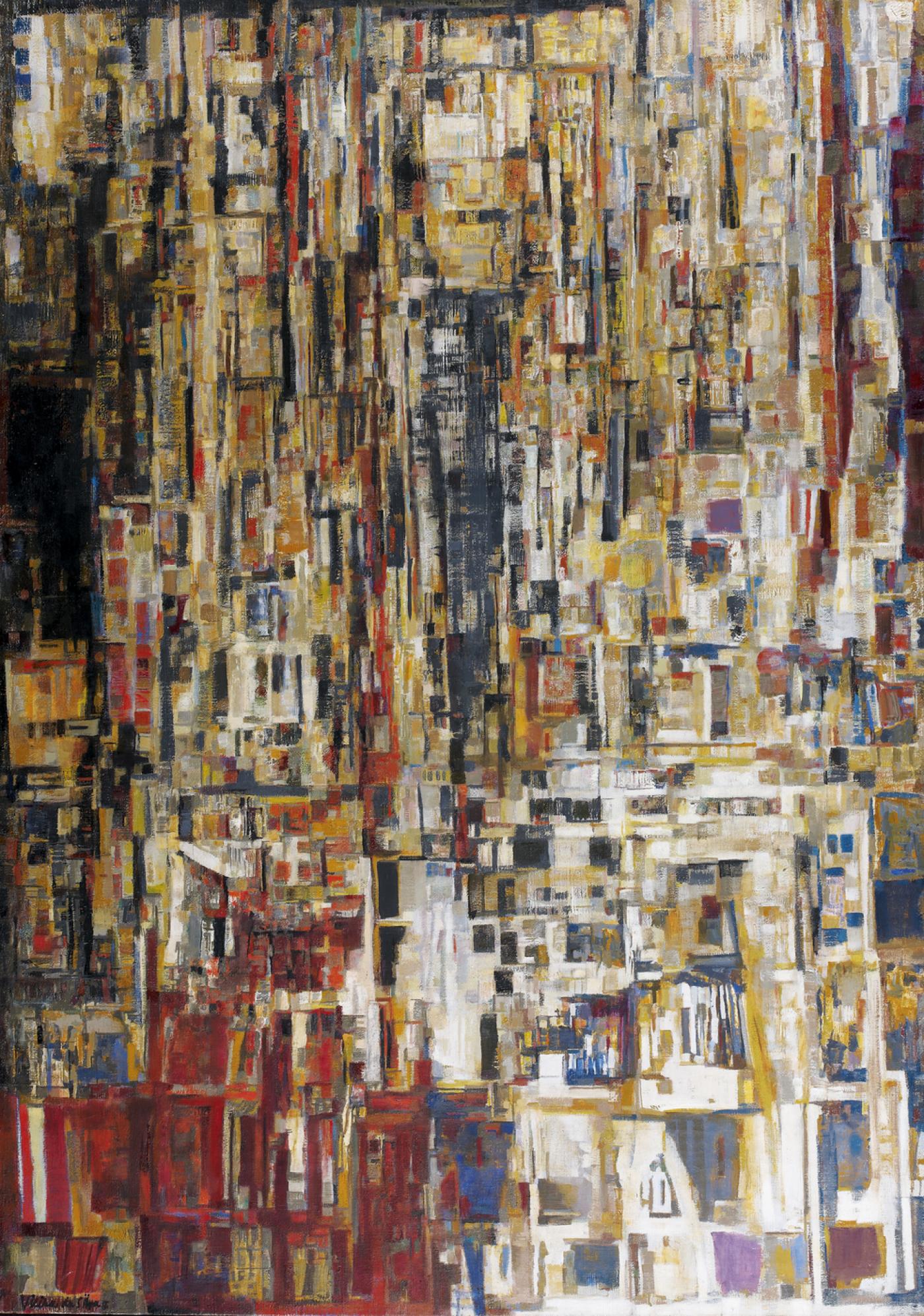 Maria Helena Vieira da Silva (1908-1992), "Saint-Fargeau", 1961-1965, huile sur tole, 162 x 114 cm (63,77 x 44,88 inch.).
Signé et daté 65 en bas à gauche.
Adjugé 1 544 702 euros le 22 octobre 2011.