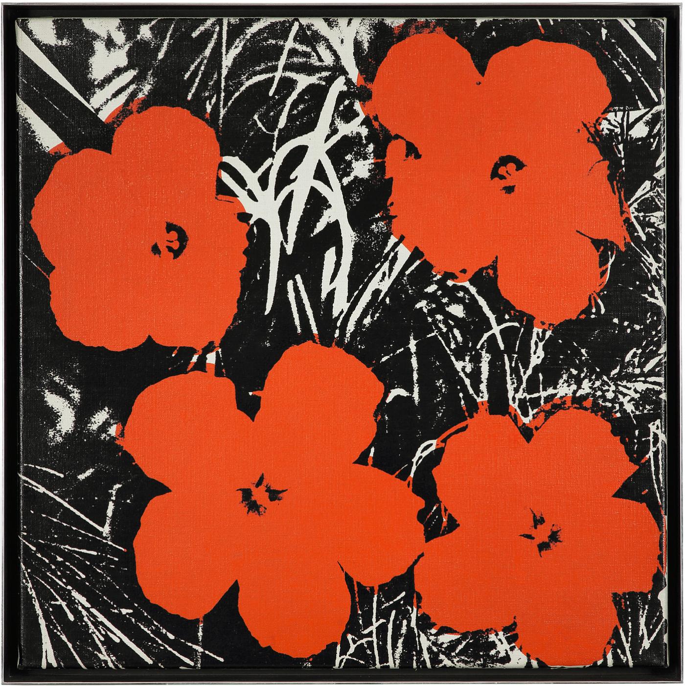 Andy Warhol (1928-1987), "Flowers", 1964, peinture polymère synthétique et encre sérigraphique sur toile, 56 x 56 cm (22 x 22 inch.).
Signé et daté au dos.
Estimation 1 400 000 - 1 800 000 euros.