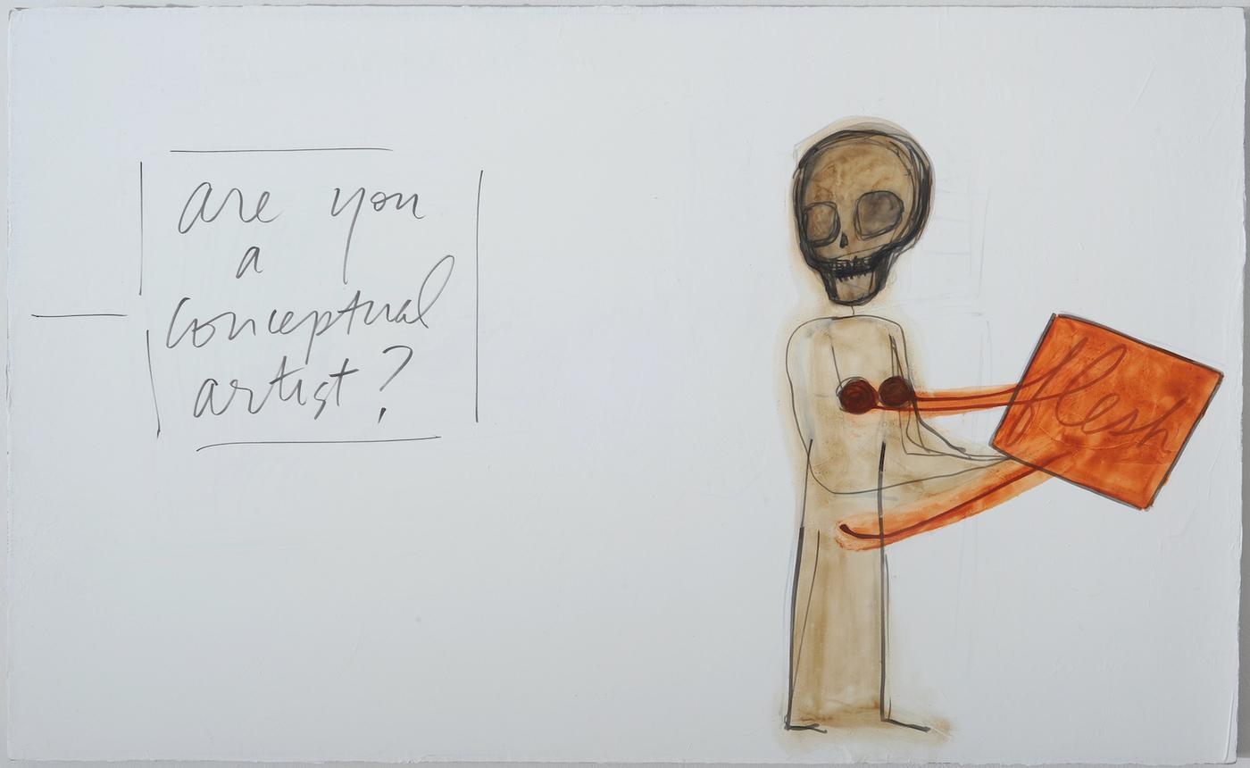 Mira Schor, "Are You a Conceptual Artist?", 2015, encre, acrylique, huile et gesso sur lin, 45,7 x 76,2 cm.