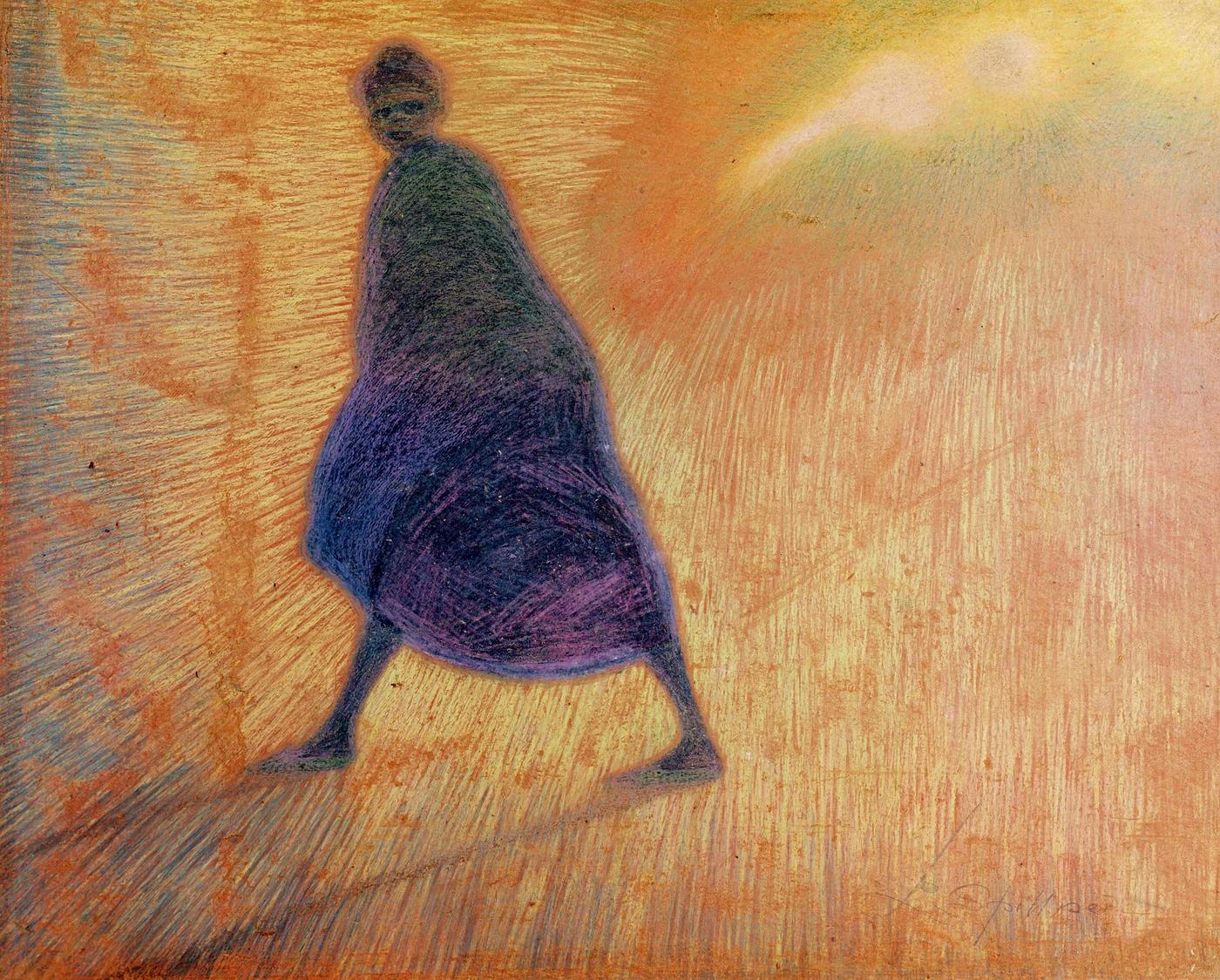 Léon Spilliaert, Soirée d’octobre, 1912, encre de Chine, crayons de couleur et pastel sur papier 70 x 90 cm. Coll. Particulière, Limelette.