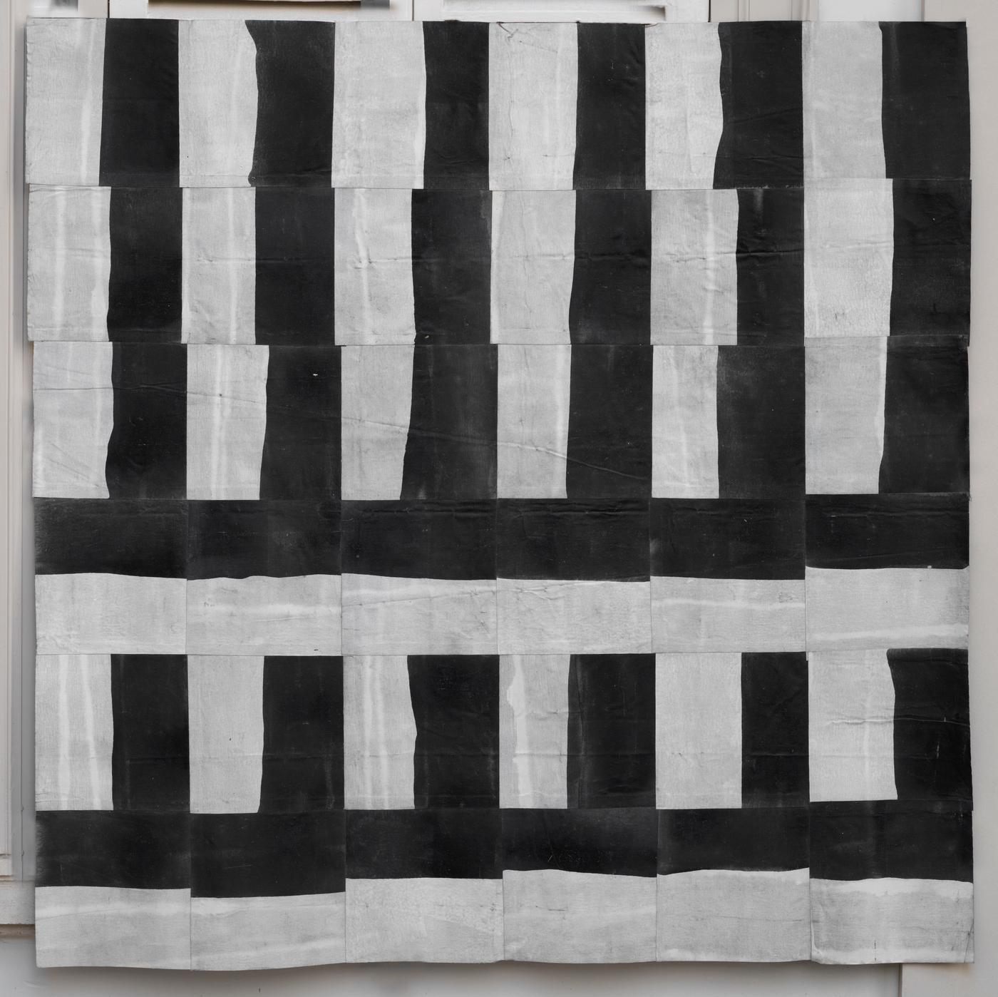 Jean-Pierre Pincemin, Sans titre, 1969, acrylique sur toiles découpées assemblées et collées, 155,5 x 157,5 cm.