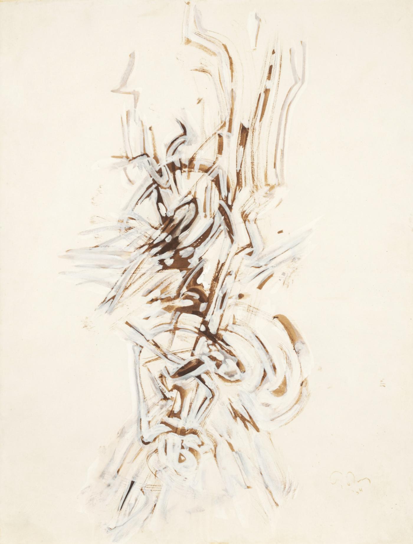 Mark Tobey, "Totem", 1954, tempera sur papier, 25,4 x 19,7 cm.