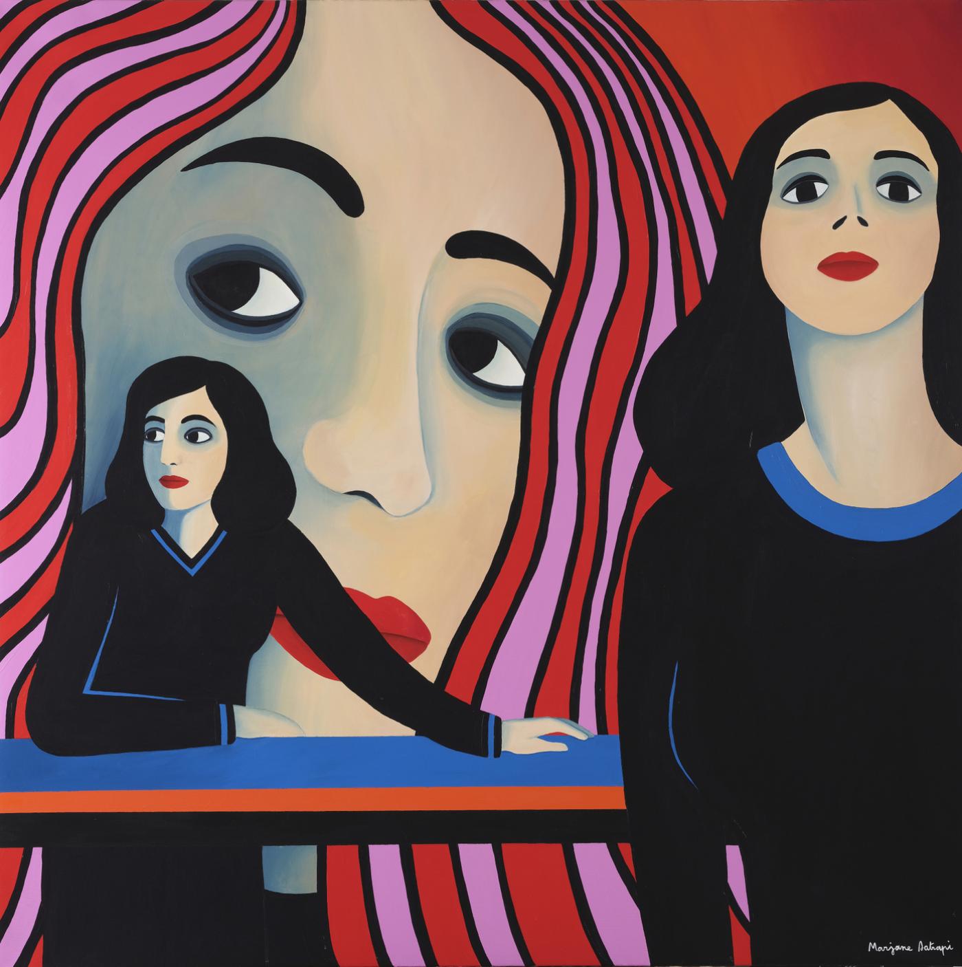 Marjane Satrapi, "Le Geste du regard", 2020, acrylique sur toile, 140 x 140 cm.