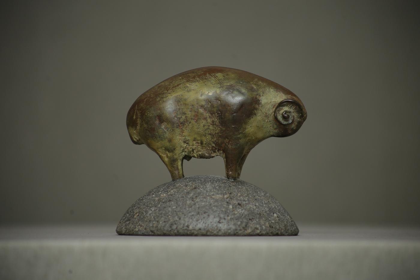 Sargis Babayan, The Ram, bronze et pierre, 12 x 12 x 9 cm, 2019.