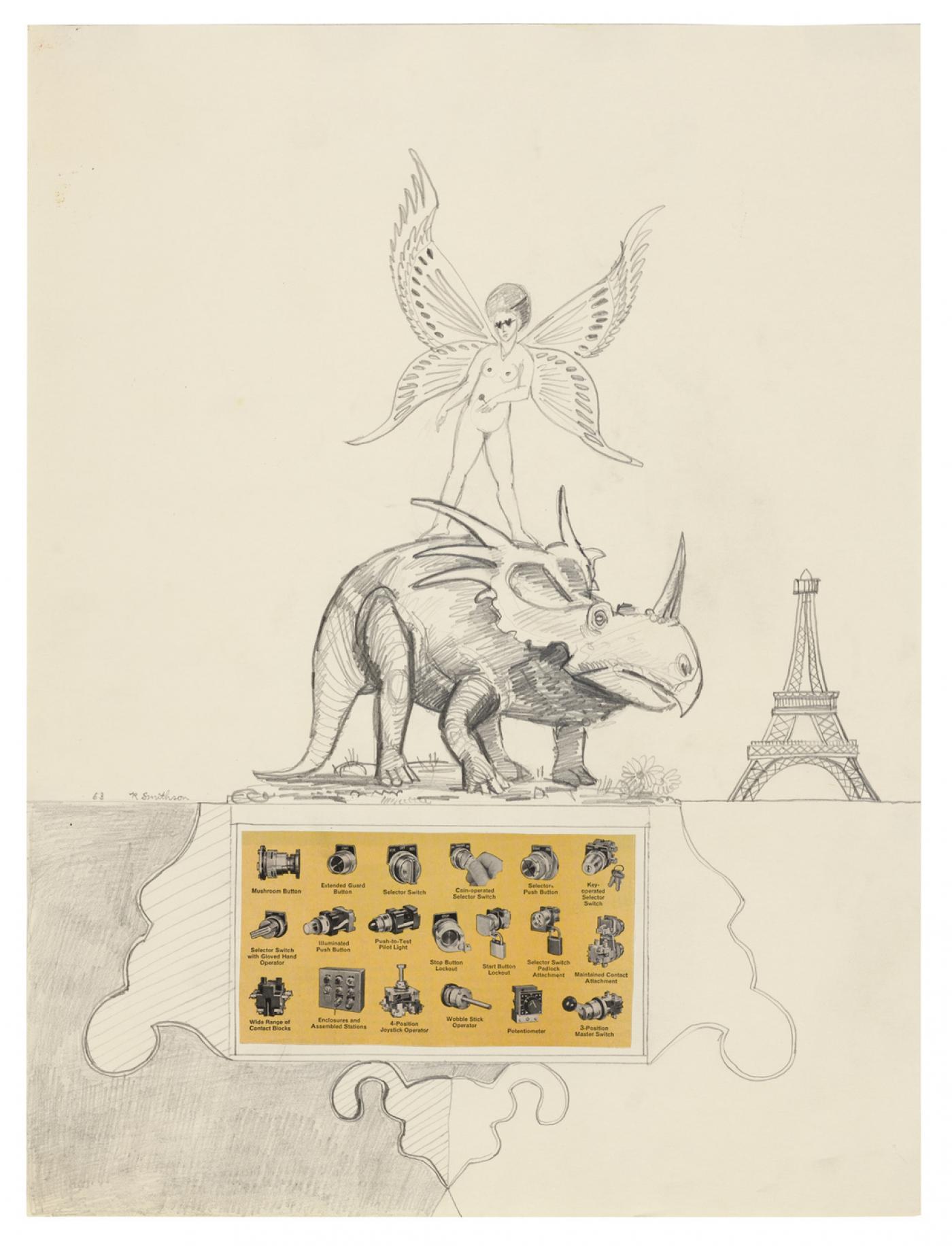 Robert Smithson, "Paris in the Spring", 1963, crayon avec collage sur papier, 50,8 x 35,6 cm.