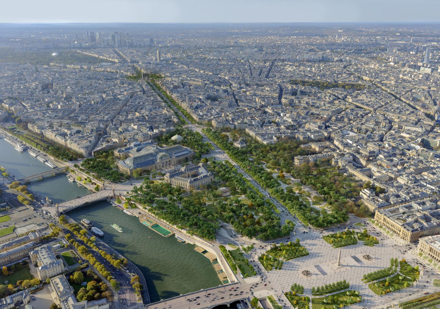 Vue de synthèse du projet de transformation de l'avenue des Champs-Élysées.