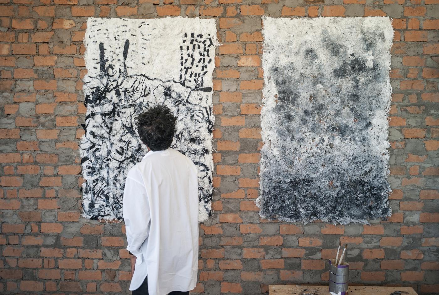 Joël Andrianomearisoa, textile Polyfloss, 100 x 200 cm, 2019. Œuvres acquises par Rubis Mécénat et réalisées dans le cadre du projet Ndao Hanavao (Allons innover), Antananarivo, 2019.