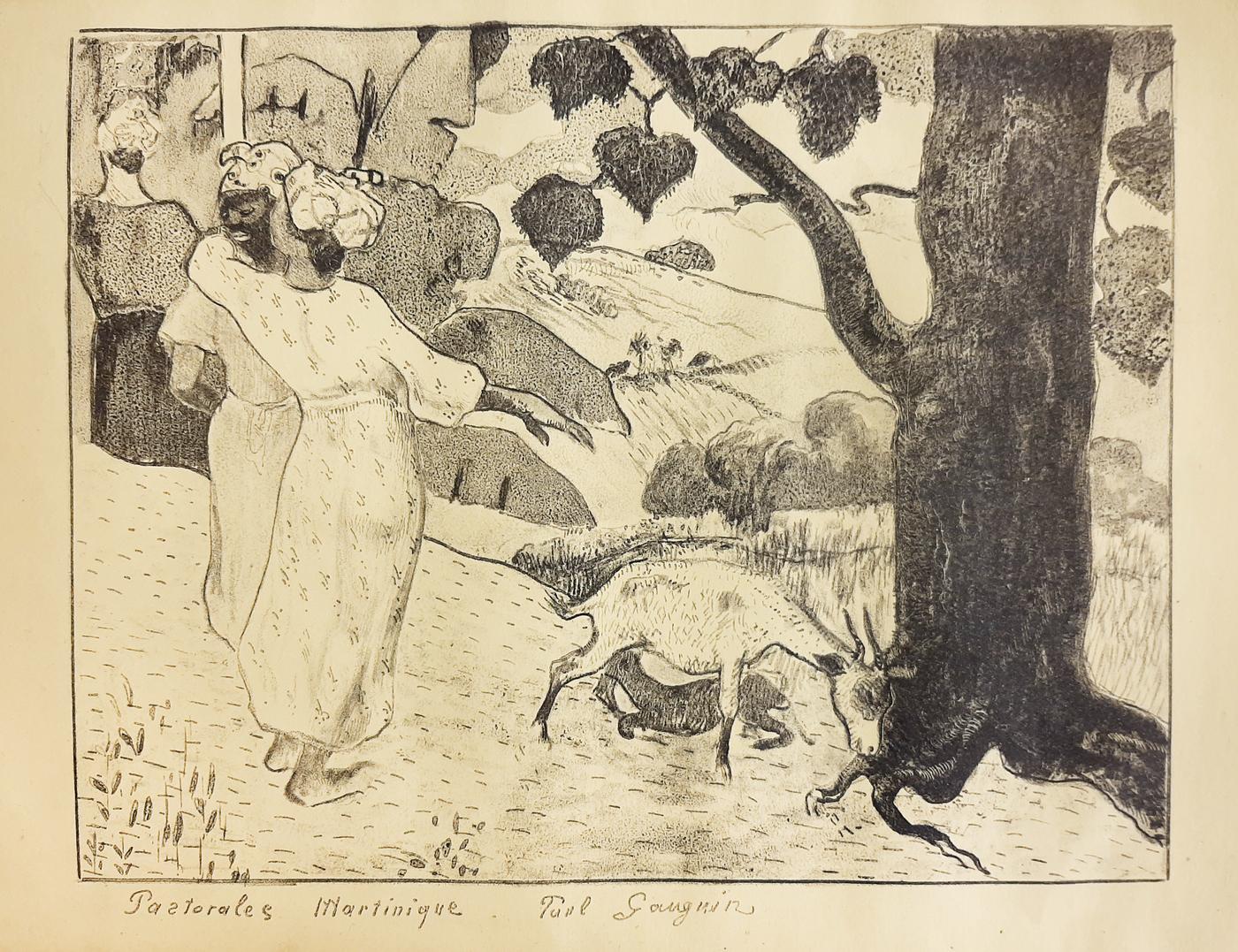 Paul Gauguin, Pastorales. Martinique, zincographie sur papier jaune, 1889, 31,5 x 49 cm. Acquisition du