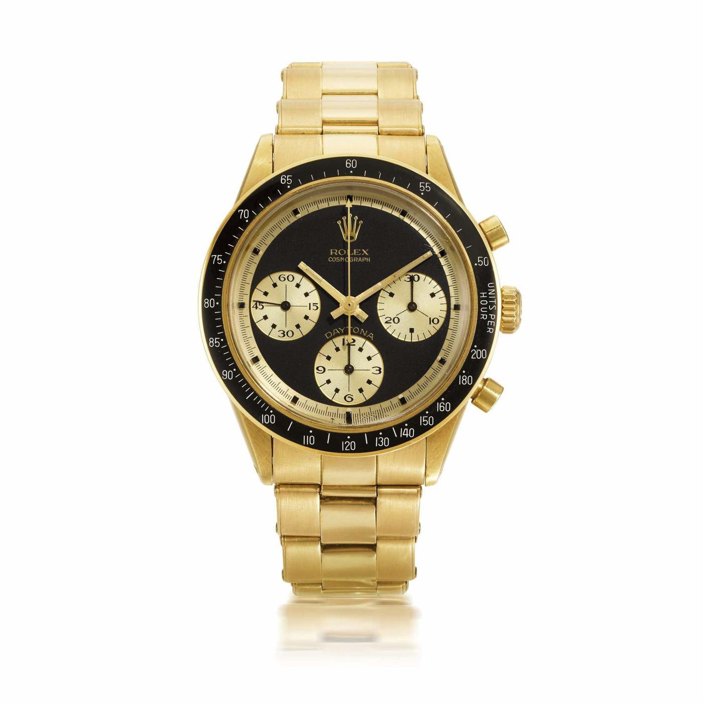 Rolex, Cosmograph Daytona JPS, or 18 carats, adjugée 1,2 millions de livres sterling chez Sotheby’s Londres le 31 juillet 2020.