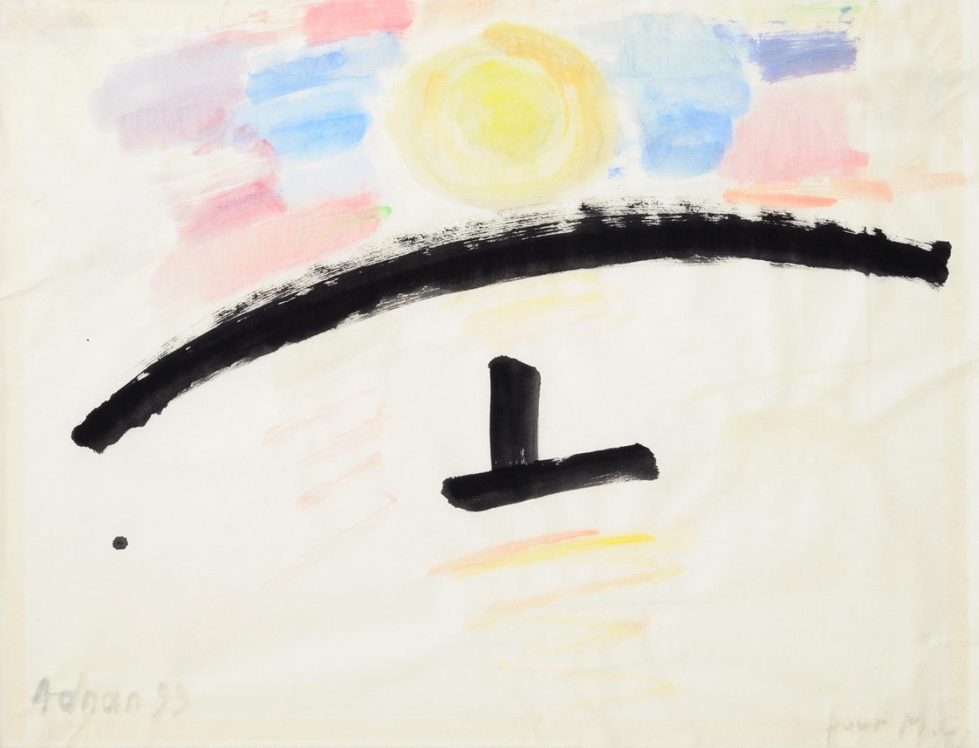 Etel Adnan, Untitled, 1999, aquarelle, 46 x 60 cm. Vendu 48 000 dollars libanais en juin 2020 chez Nada Boulos Auction.