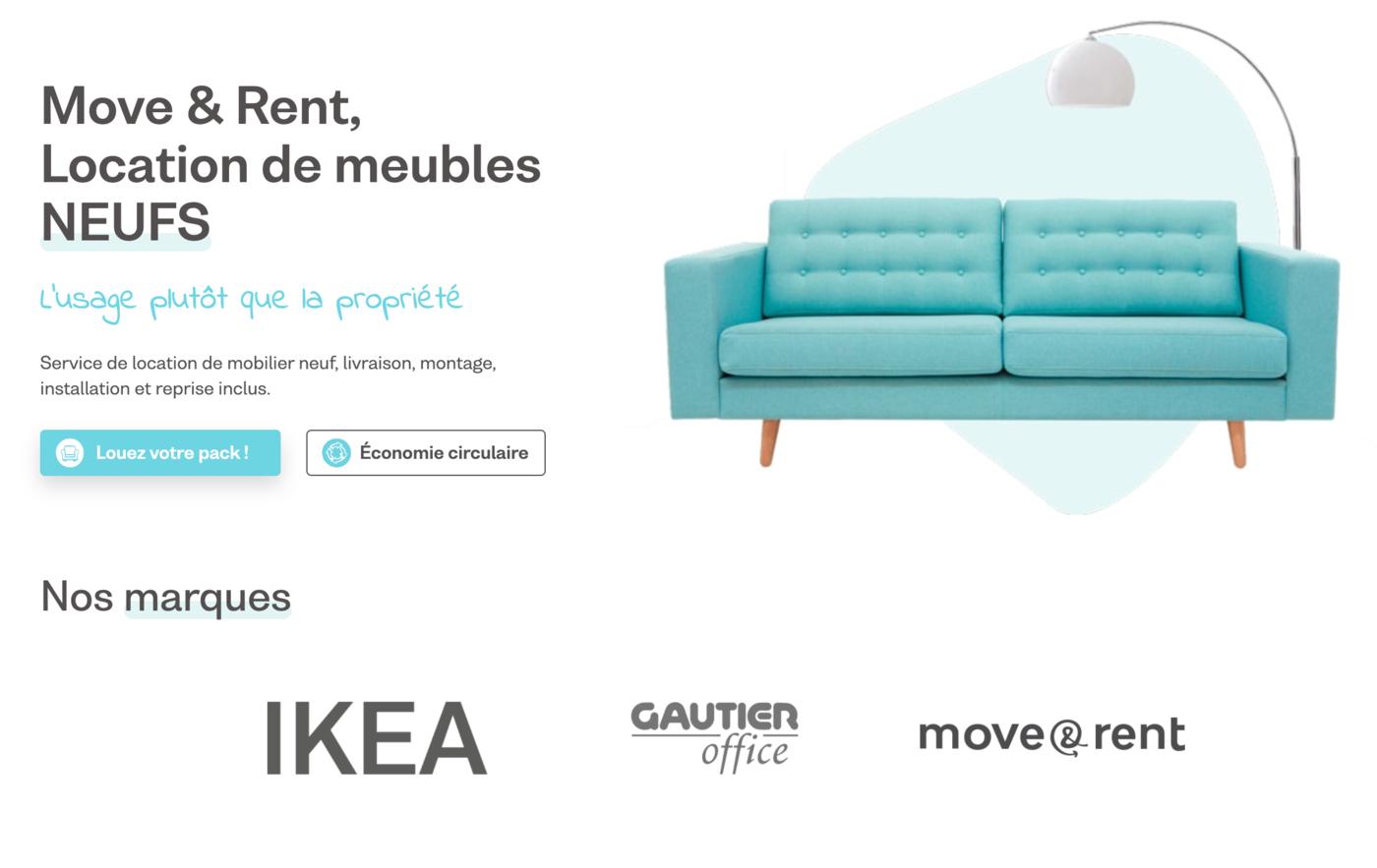 Capture d'écran du site de Move &amp; Rent (moveandrent.com).