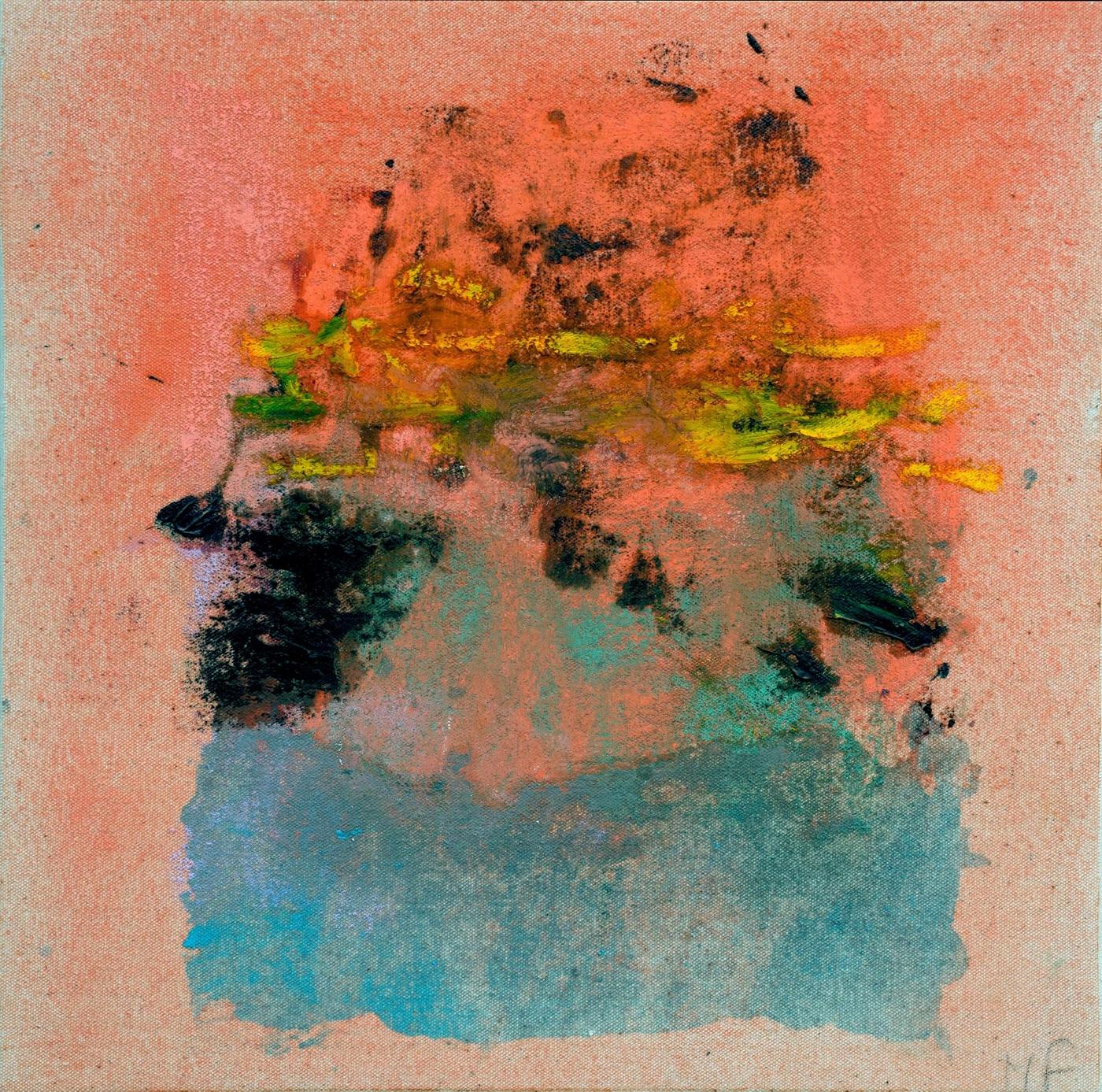 Monique Frydman, Un automne particulier n°8, 2020, encre de gravure et pigment sur toile de coton, 32 x 32 x 4 cm. Bogena galerie, Saint-Paul-de-Vence.