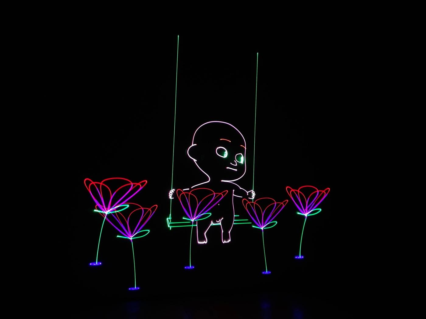 Matt Copson, "Coming Of Age", 2021. animation laser sonore.