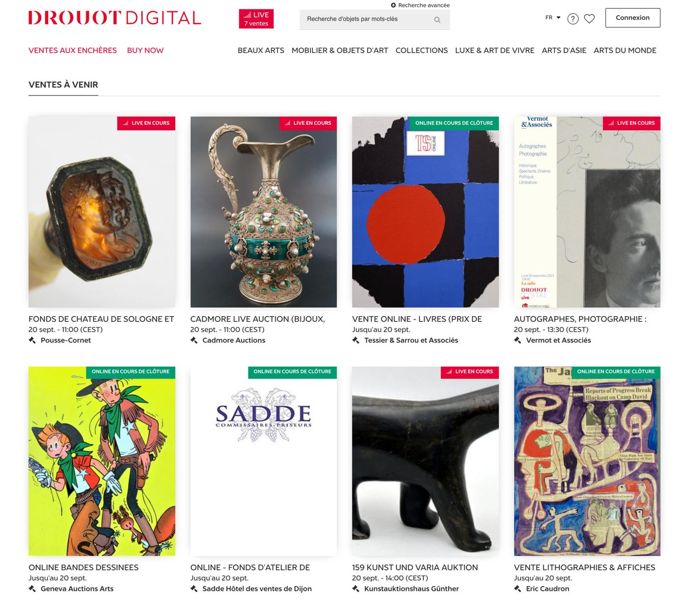 Capture d'écran du site Drouot Digital (drouotonline.com).