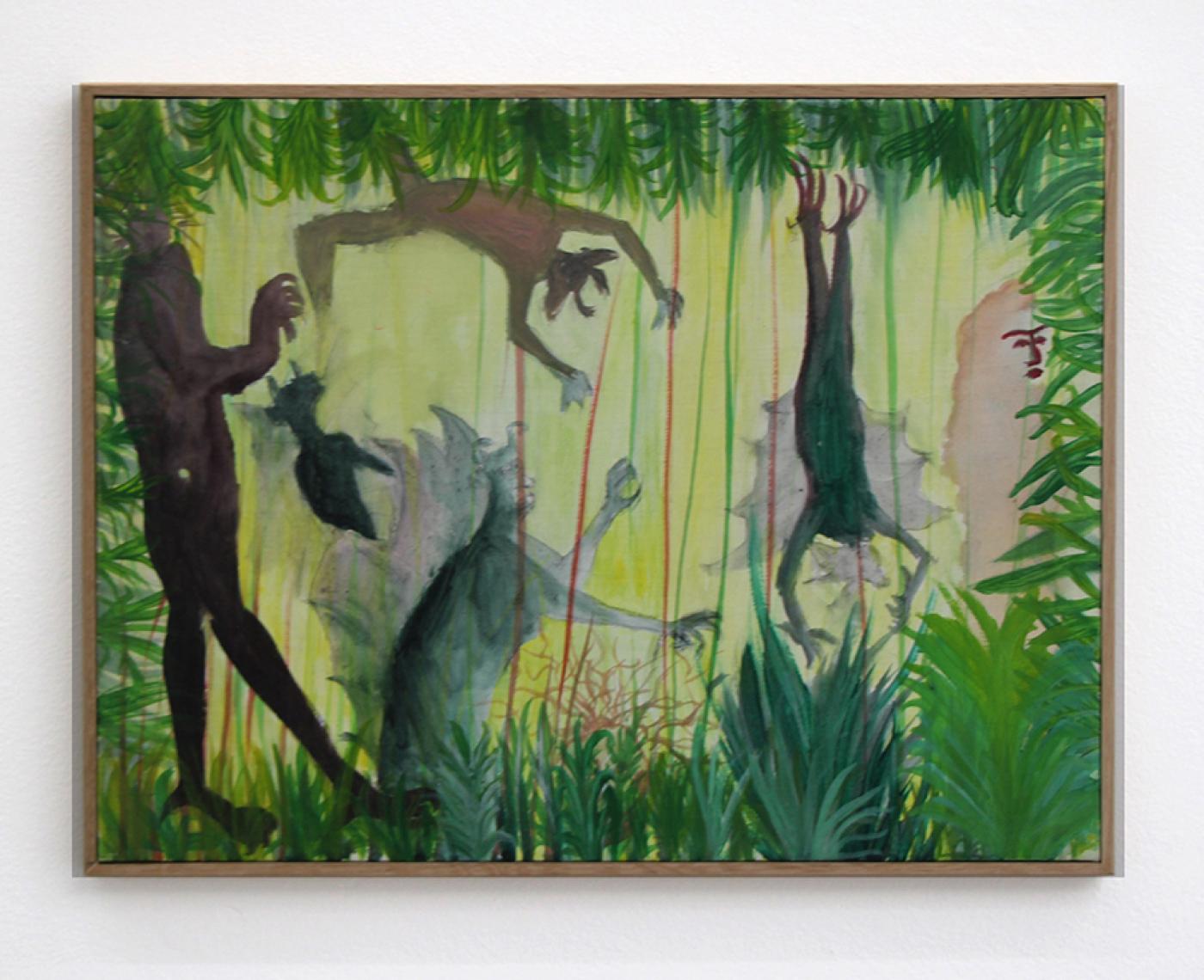 Marie Zolamian, "Sans titre (Discothèque)", 2019, huile sur toile sur panneau, 31 x 41 cm.