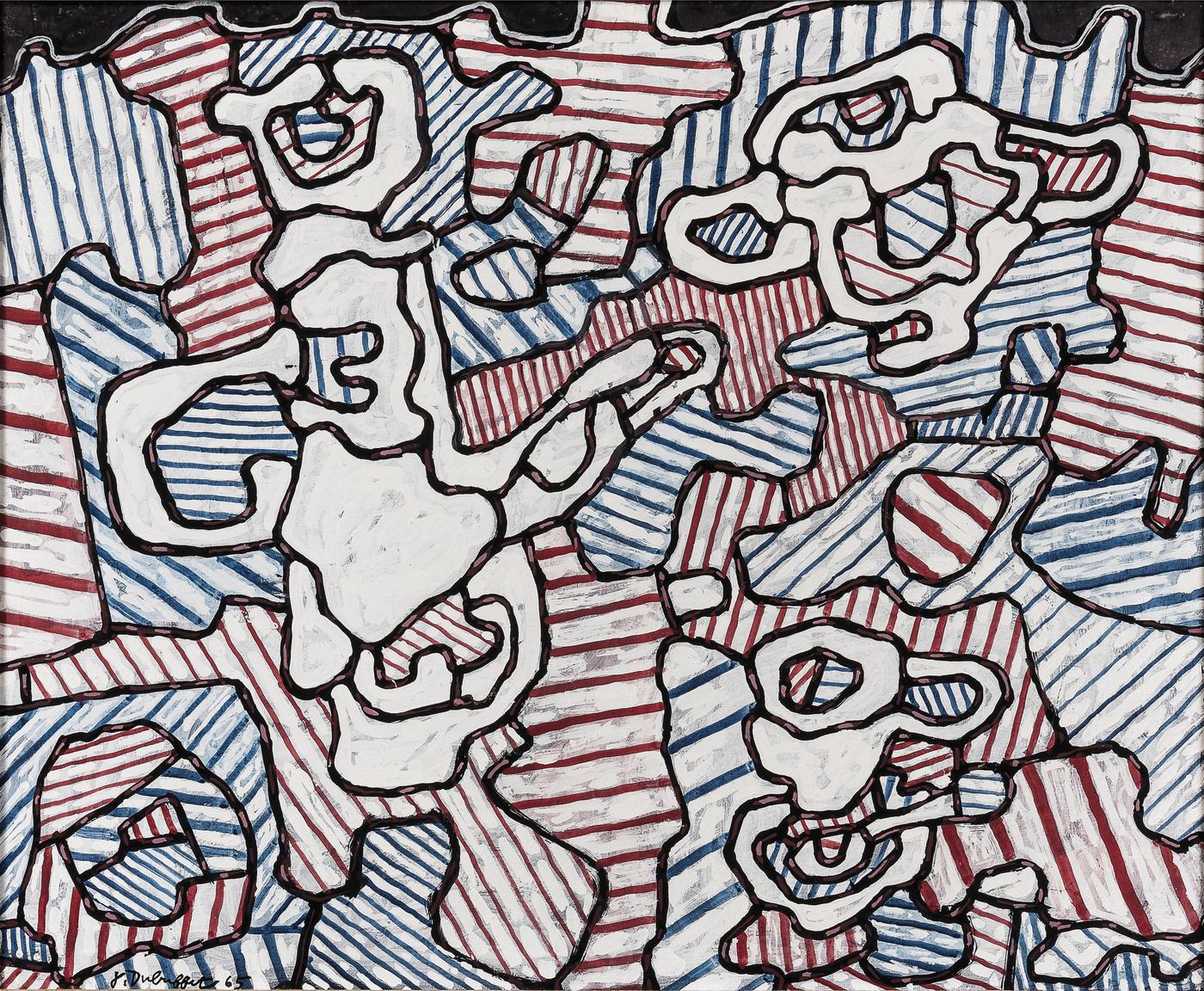 Jean Dubuffet, "Cafetière, tasse et sucrier II", 1965, peinture vinyle sur toile, 60 x 73 cm.