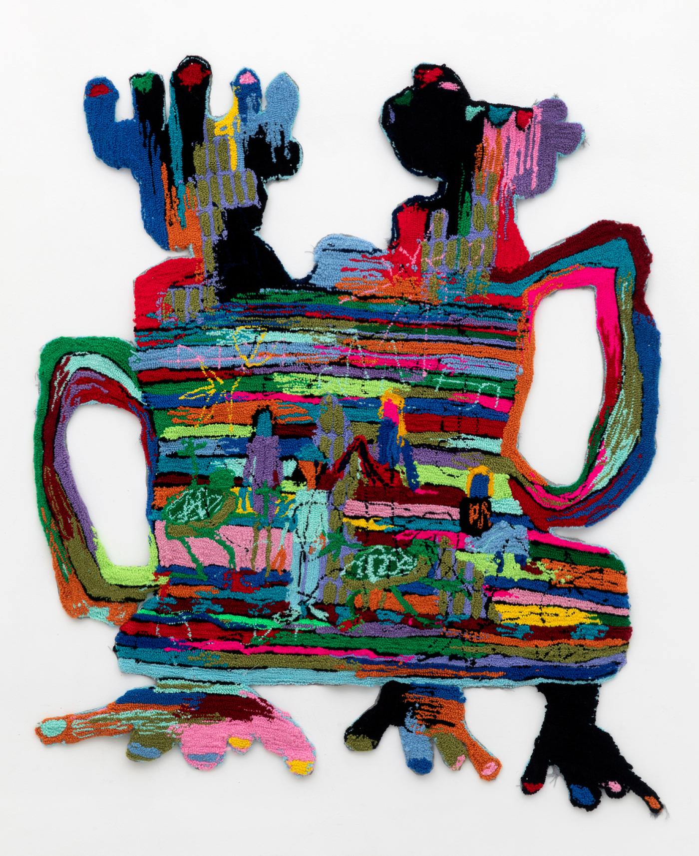 Afra Eisma, "Club Sake", 2020, fils et support, 140 x 123 cm.
No Man’s Art Gallery.