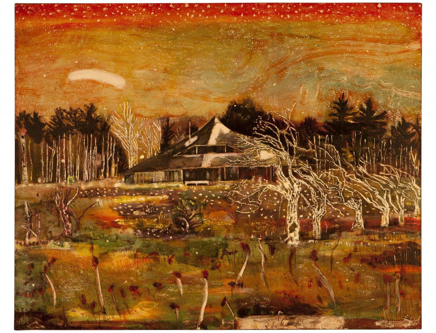 Peter Doig, " Stealth House " , Royaume-Uni, 1992, huile sur toile, 199 x 250 cm. Acheté à l’artiste en 1992.