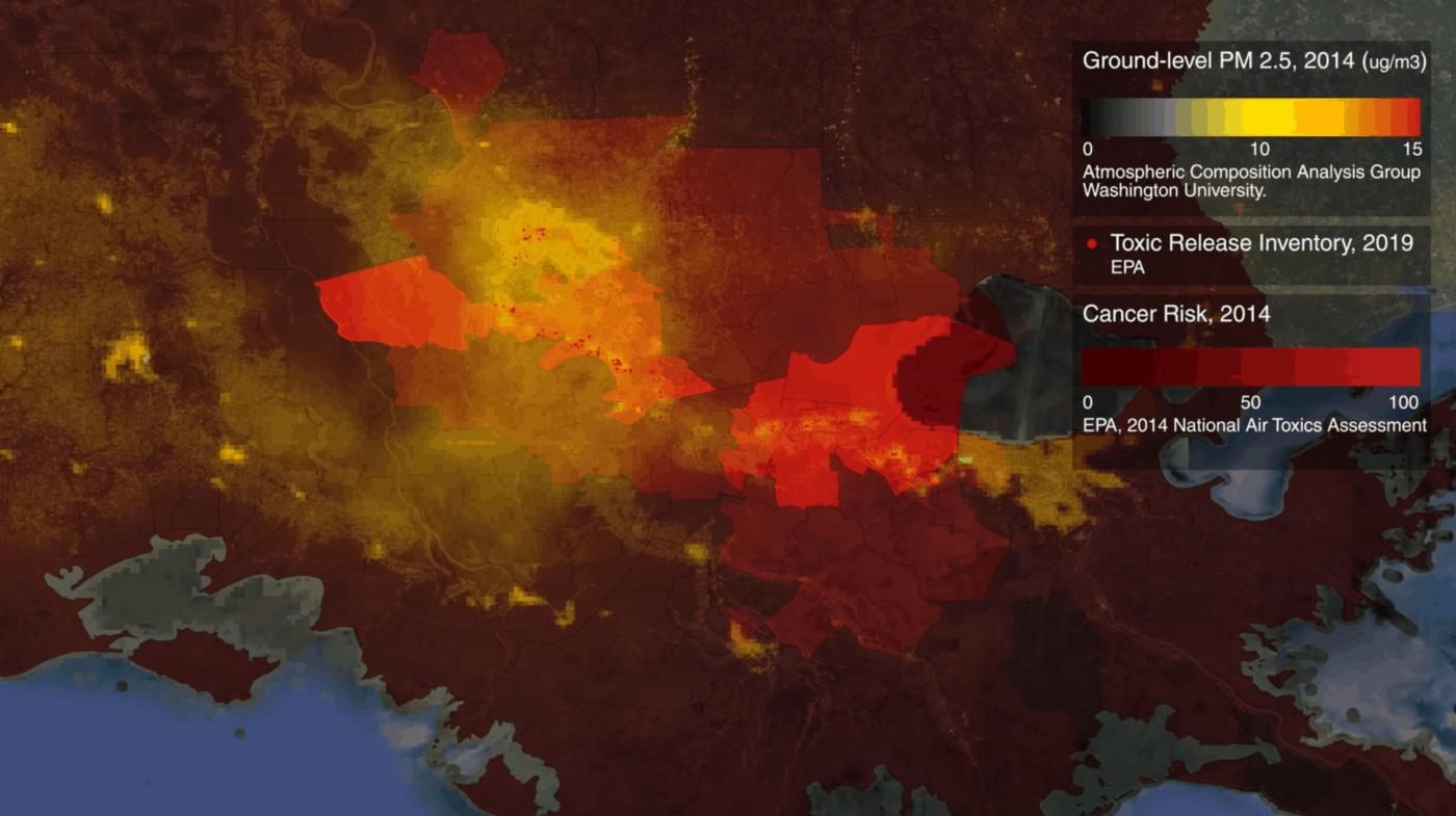 Concentration d'usines de PM2.5 en Louisiane.