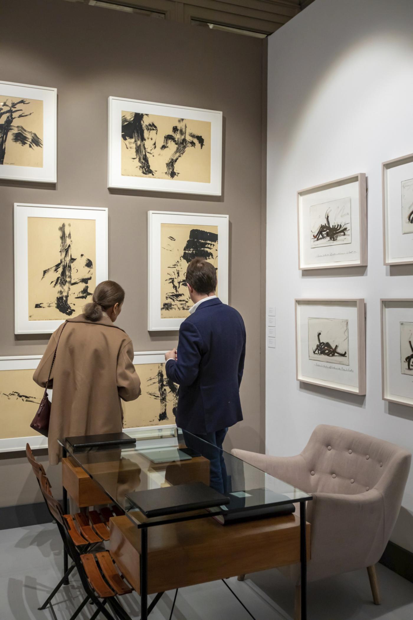 Salon du Dessin 2023.
Vue des oeuvres de Fabienne Verdier sur le stand de la galerie Waddington Custot.