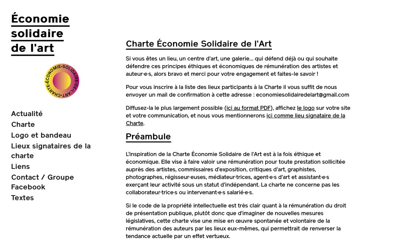 La charte économie solidaire de l’art.