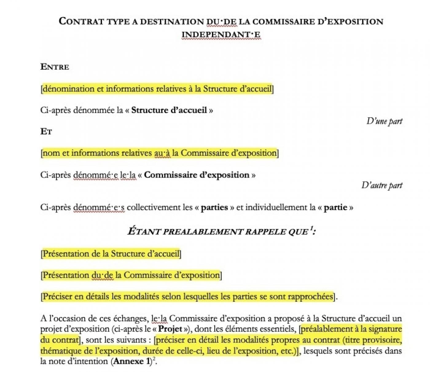 Lancement d'un modèle de contrat pour les commissaires d'exposition indépendants