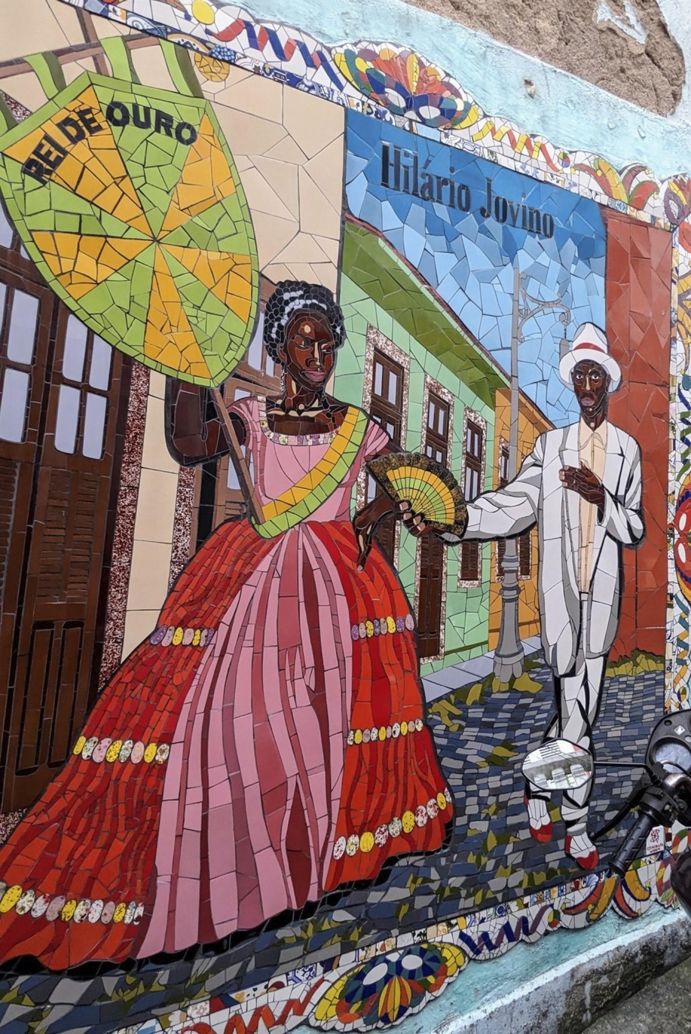 Une mosaïque représentant Hilário Jovino Ferreira de l’artiste John Souza dans le quartier de Pequena África à Rio de Janeiro.