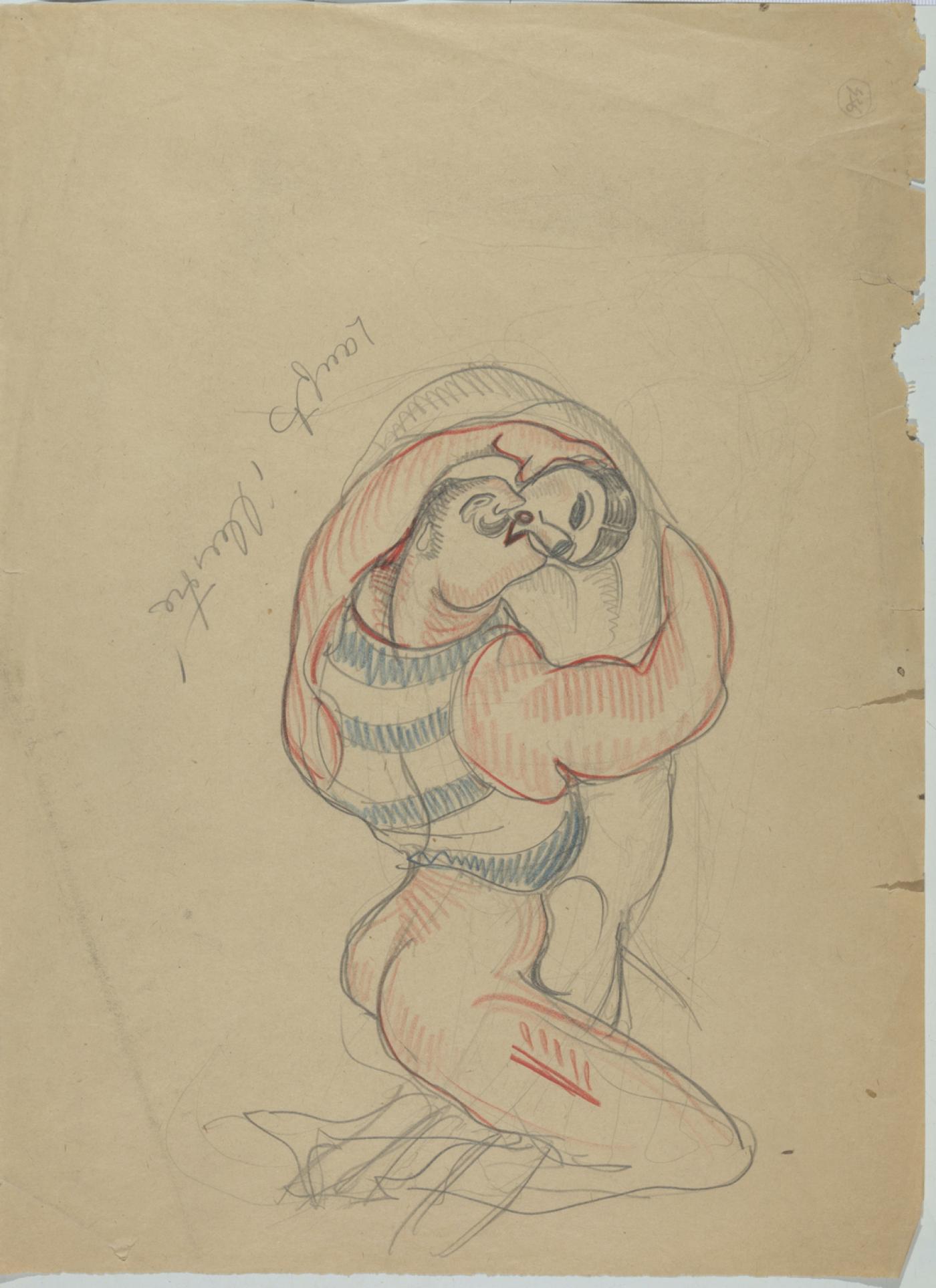 Sergei Eisenstein, "Untitled", vers 1930 - 1940, graphite et crayons de couleur sur papier, 37,2 x 27 cm.