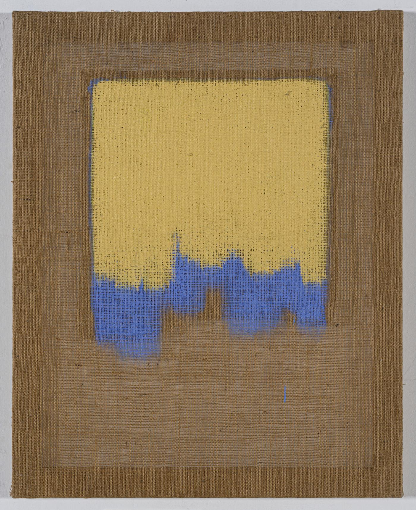 Salvatore Emblema, "Untitled",1979, pigments brut sur toiles de jute superposées, 100 x 80 cm.