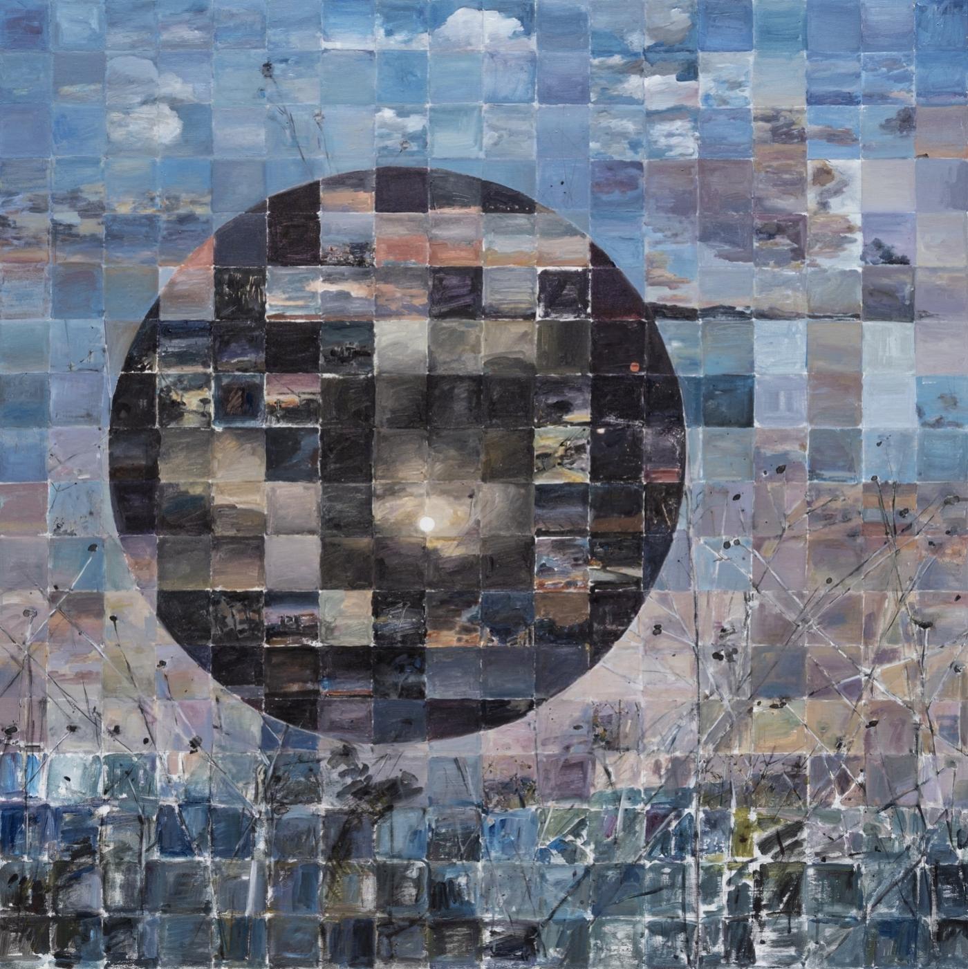 Bettina Khoury Badr, "Home 2", 2024, technique mixte sur toile, 145 x 145 cm.