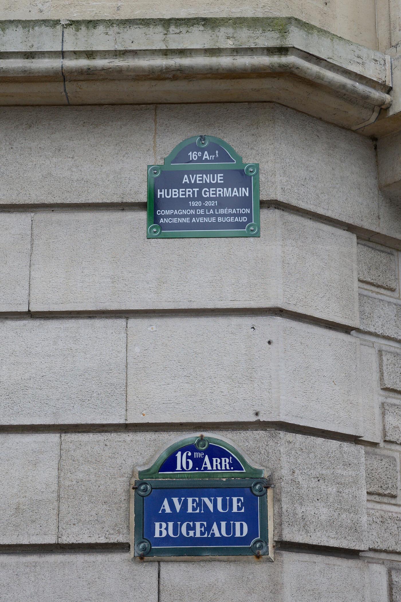 A Paris, dans le 16e arrondissement, l’avenue Bugeaud est devenue le 24 octobre l’avenue Hubert-Germain.