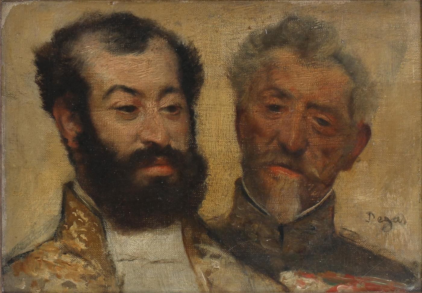 Edgar Degas, Portrait du rabbin Elie Aristide Astruc et du général Emile Mellinet, 1871, huile sur toile, 16 x 22 cm.