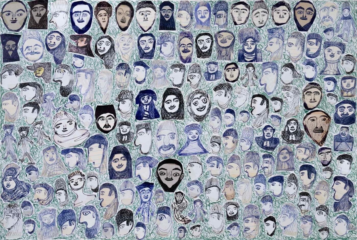 Salim Karami, Sans Titre, 2009, stylo sur papier. Œuvre présentée dans l’exposition « Art brut iranien » à la Halle Saint-Pierre à Paris jusqu’au 31 Juillet.