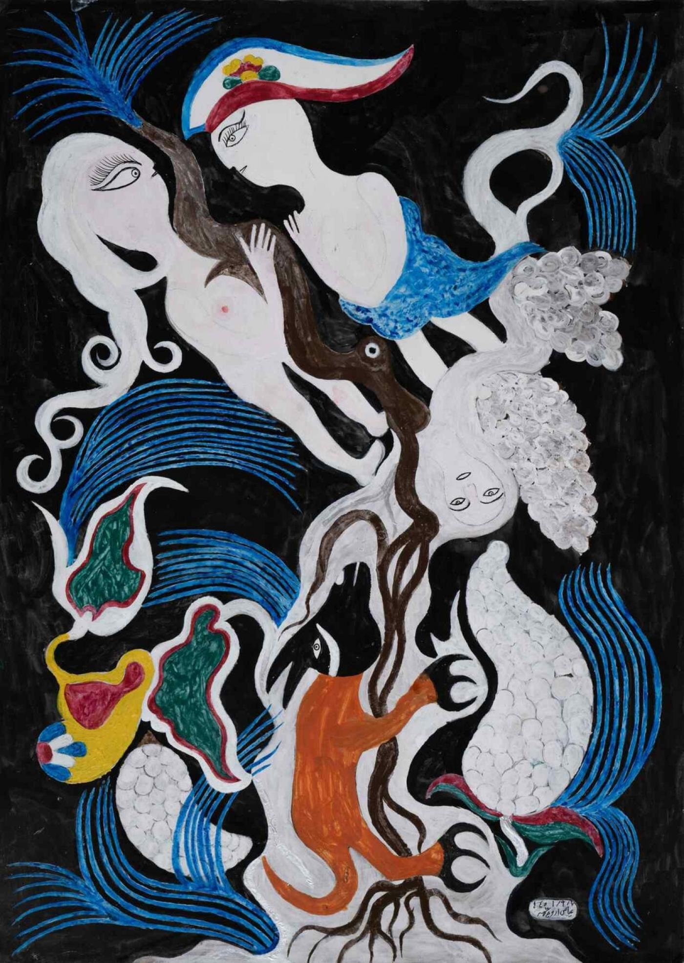 Abbas Mohammadi Arvajeh, Sans Titre, 2023, technique mixte. Œuvre présentée dans l’exposition « Art brut iranien » à la Halle Saint-Pierre à Paris jusqu’au 31 Juillet.