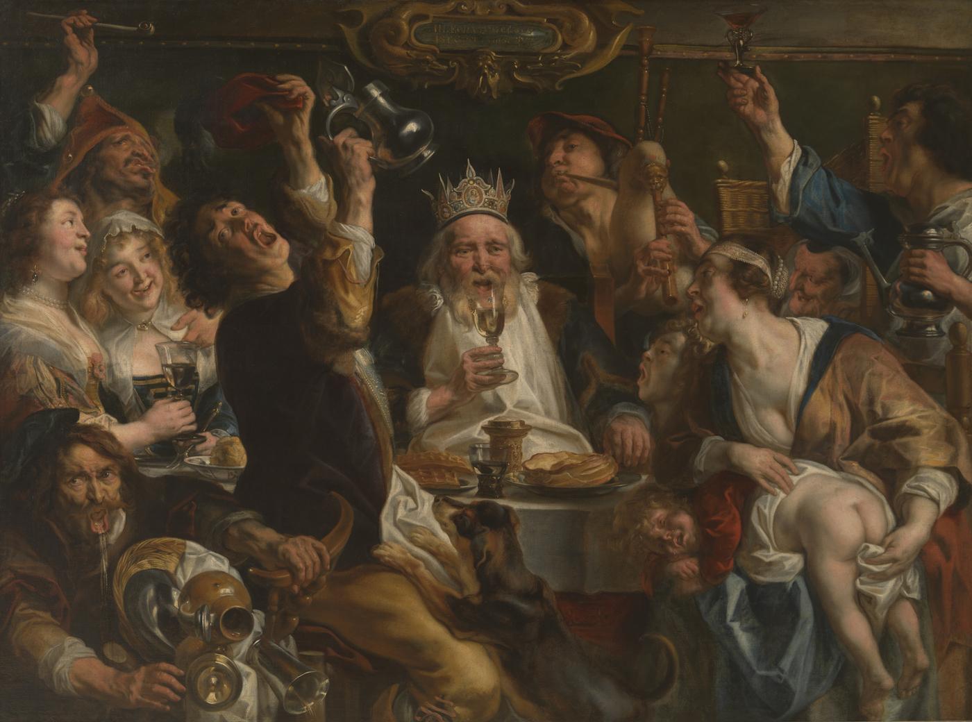 Jacques Jordaens, Le roi boit. Œuvre présentée dans l’exposition « Fêtes et célébrations flamandes, Brueghel, Rubens, Jordaens… » au Palais des Beaux-Arts de Lille jusqu’au 1er septembre.