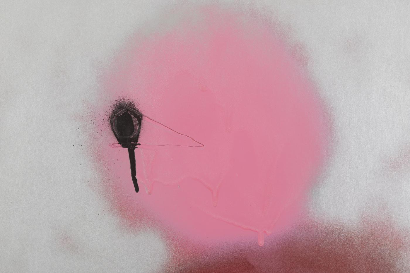 Adrien Fregosi, "Untitled", 2023, peinture en aérosol et peinture acrylique sur papier, cadre tapissé de toile de jean, 72 x 102 cm.